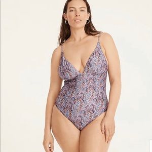 J. Crew Liberty London One-Piece Swim Suit - Blue Paisley Print Tropical Prince